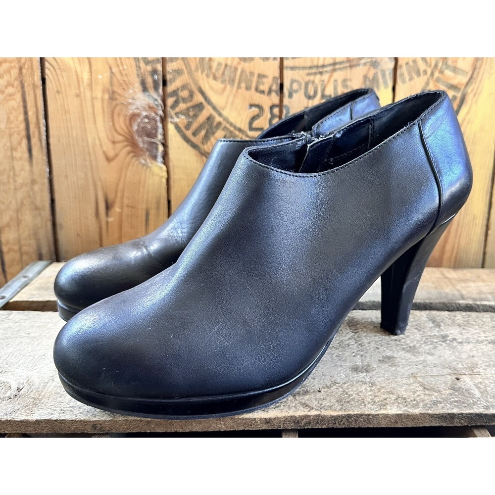 Cynthia Rowley Platform Heeled Shoes Black Leather Sz 9.5